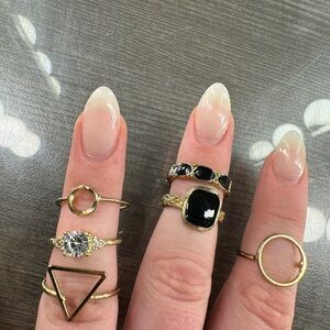 Elegant Gold and Black Ring Set